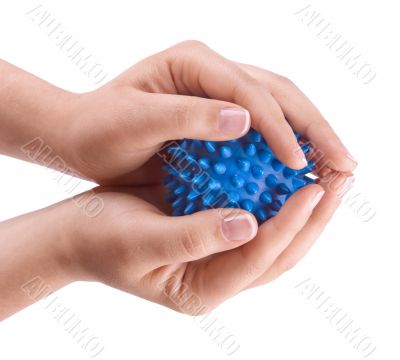 Woman hands with massage ball