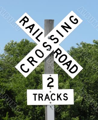 Railroad Crossing 2 tracks Sign