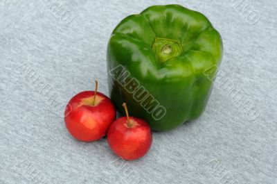 Huge Green Pepper And Red Apples
