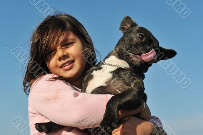 french bulldog and child