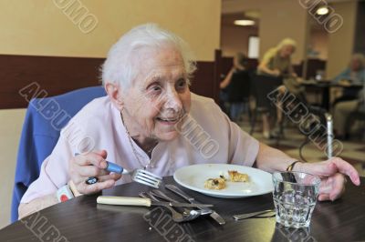 senior woman eating
