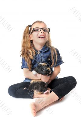 child and Guinea pig