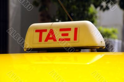 Taxi Sign in the Greek Language