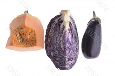 cabbage and eggplant and pumpkin