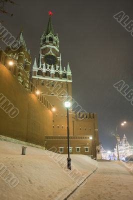 Kremlin Tower in winter night