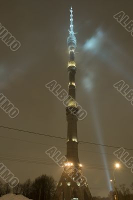 Moscow tv tower in night