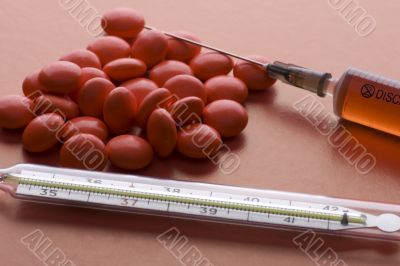 Pharmacy Tablet and syringe macro Pharmacy Tablet and syringe macro
