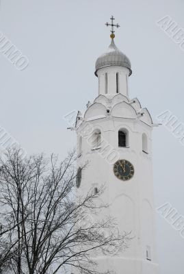 Ancient Clock Tower in Velikiy Novgorod in Russia