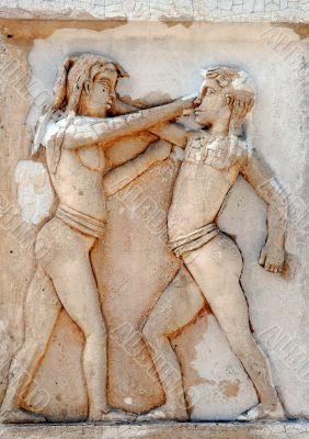 Figting Boys Bas-relief