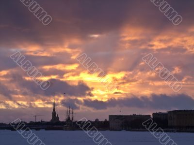 sunset in Saint-Petersburg
