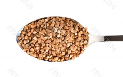 Buckwheat in a spoon isolated