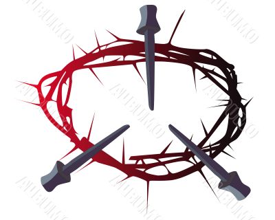 crown of thorns with three nails
