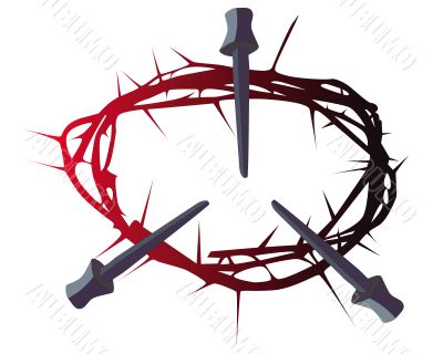 crown of thorns with three nails crown of thorns with three nails