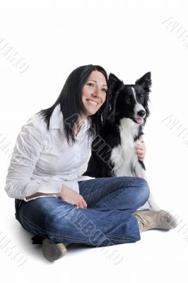 border collie and woman