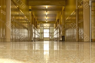 Empty high school corridor