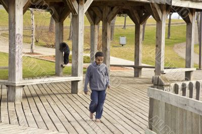 Bare foot on the patio