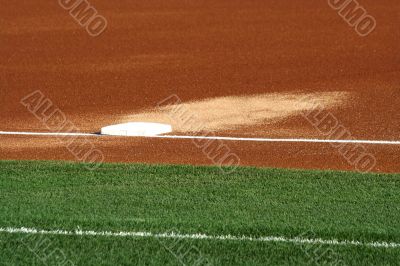 Third base on a baseball field