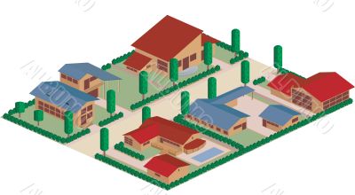 Residential district cartoon