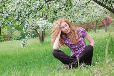 Admiring blooming tree