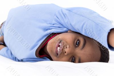 Boy resting in his bed