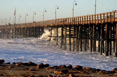 Ocean Wave Storm Pier