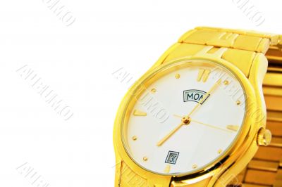 Golden wrist watch