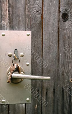 Lock Assembly in the Wooden Door