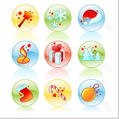 set of christmas elements