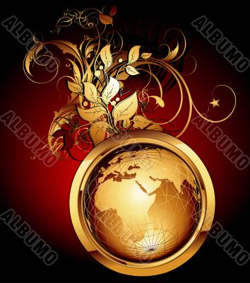 world with floral elements world with floral elements