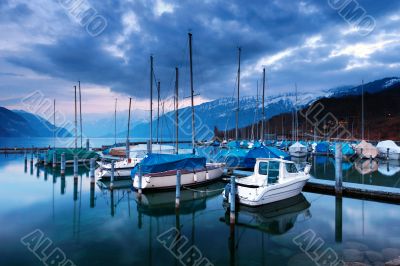 Boats on Lake Thun.