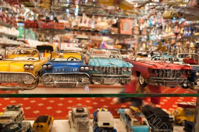 toy cars in the shop window  