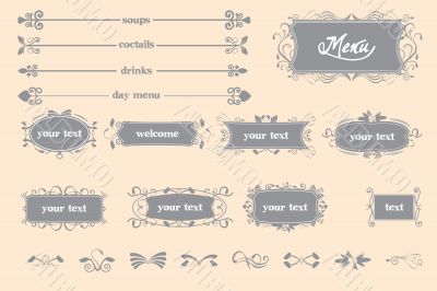 Restaurant menu with caligraphic elements