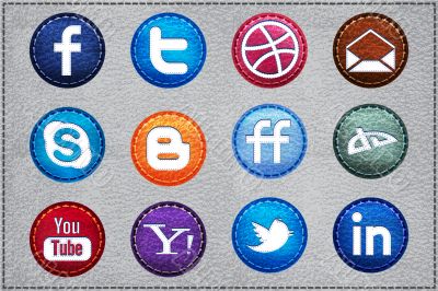 Vector Leather Social icons 