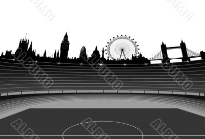 stadium and London skyline - vector