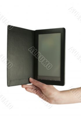 Hand holding an ebook reader
