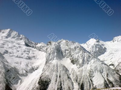 Mountain under deep blue sky