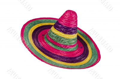 Multicolored sombrero on white background