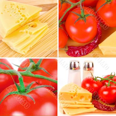 cheese, tomatoes, pepper, salt