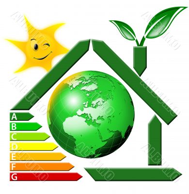 Energeting saving with terrestrial globe and sun