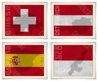 Europe stamps flags Europe stamps flags