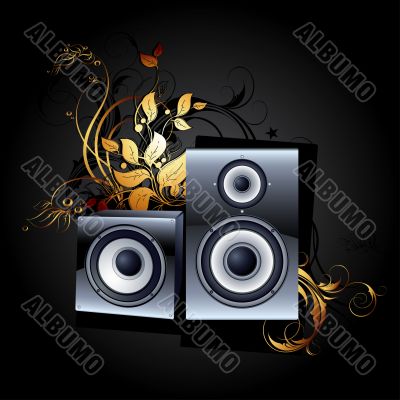 web icon speakers with floral elements