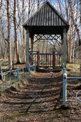 Old wooden arbour