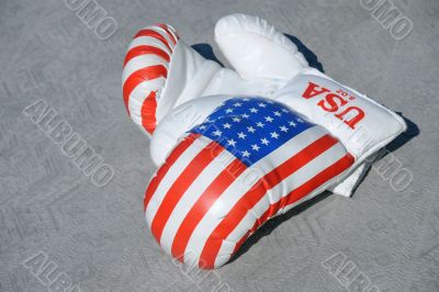 Boxing Gloves Against Gray Background