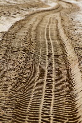 Tyre tracks in the sand