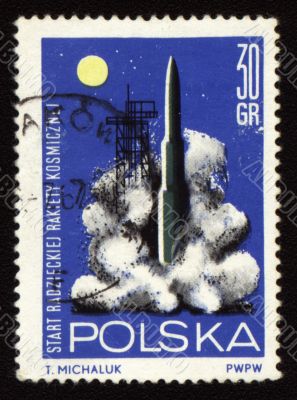Rocket start on post stamp