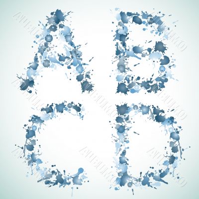 alphabet water drop ABCD