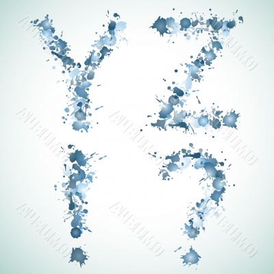 alphabet water drop YZ alphabet water drop YZ