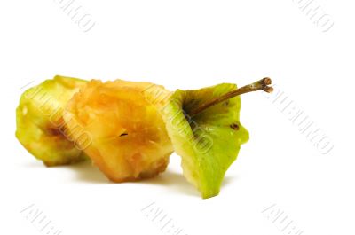 apple core on a white background
