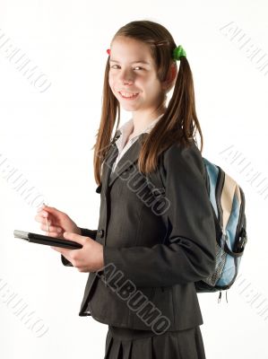 Teen girl with electronic book reader