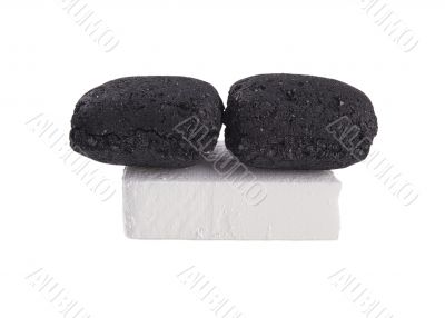black coal and white firelighter